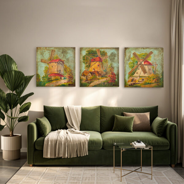 Set of 3 square canvas artworks